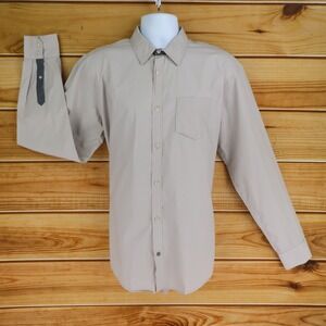 Trouvaille Paris Dress Shirt Mens Size XL Beige 100% Cotton Point Collar